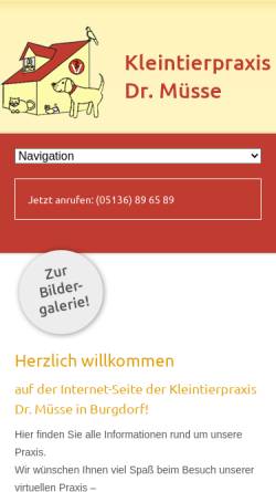 Vorschau der mobilen Webseite www.kleintierpraxis-burgdorf.de, Kleintierpraxis Dr. Müsse