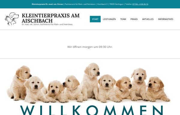 Vorschau von www.tierarzt-gerlingen.de, Kleintierpraxis Dr. Rainer und Dr. Karin Simon