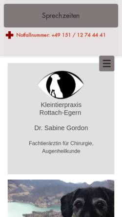 Vorschau der mobilen Webseite www.kleintierpraxis-rottach-egern.de, Kleintierpraxis Dr. Sabine Gordon