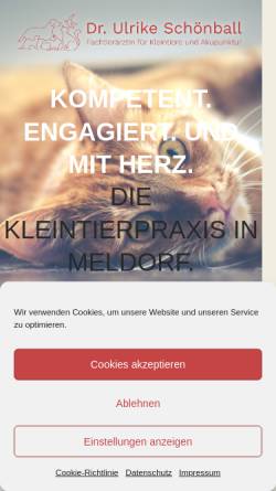 Vorschau der mobilen Webseite tierarzt-westkueste.de, Kleintierpraxis Dr. Ulrike Schönball