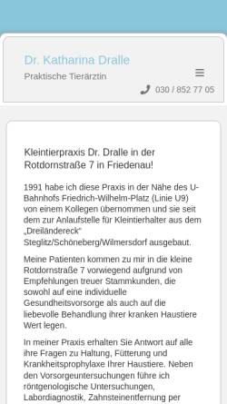 Vorschau der mobilen Webseite www.dr-dralle-berlin.de, Tierarztpraxis Dr. Dralle
