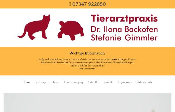 Vorschau von www.tierarztpraxis-dietenheim.de, Tierarztpraxis Dr. Ilona Hubert und Stefanie Gimmler