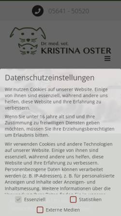 Vorschau der mobilen Webseite www.tierarzt-warburg.de, Tierarztpraxis Dr. Kristina Oster, Bioresonanz-Therapie für Tiere