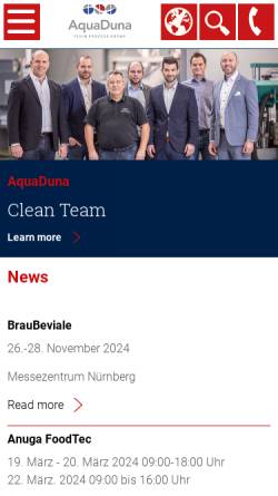 Vorschau der mobilen Webseite www.aquaduna.com, AquaDuna GmbH