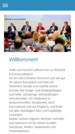 Vorschau der mobilen Webseite www.utagroeschel.de, Rhetorik und Kommunikation - Uta Christine Gröschel