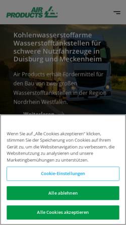 Vorschau der mobilen Webseite www.airproducts.de, Air Products GmbH