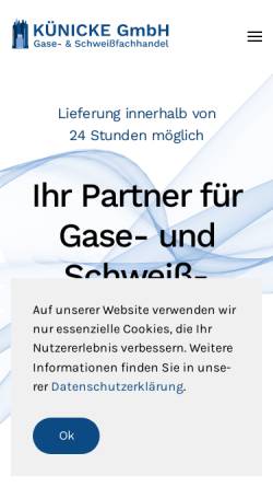 Vorschau der mobilen Webseite www.kuenicke.de, H.-D. Künicke & Sohn GmbH