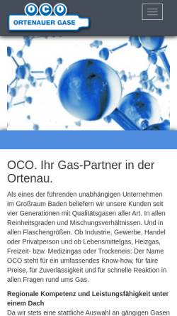 Vorschau der mobilen Webseite oco-gase.de, OCO Ortenauer Kohlensäure Abfüllbetrieb GmbH