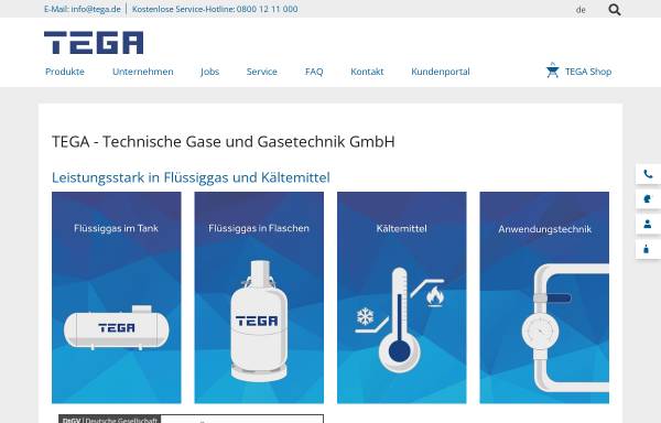 Vorschau von www.tega.de, TEGA - Technische Gase und Gasetechnik GmbH