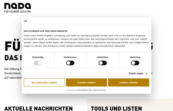 Vorschau von www.nada.de, Nationale Anti Doping Agentur Deutschland