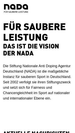 Vorschau der mobilen Webseite www.nada.de, Nationale Anti Doping Agentur Deutschland