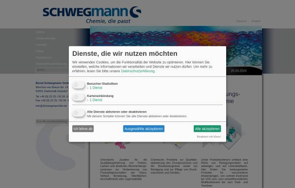 Vorschau von www.schwegmannnet.de, Bernd Schwegmann GmbH & Co. KG