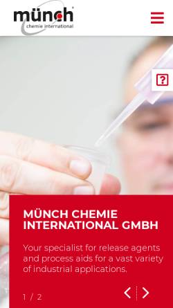 Vorschau der mobilen Webseite www.muench-chemie.com, Muench Chemie-International GmbH