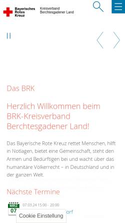 Vorschau der mobilen Webseite www.kvberchtesgaden.brk.de, Bayerisches Rotes Kreuz - Kreisverband Berchtesgadener Land