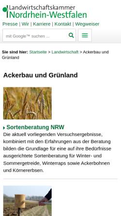 Vorschau der mobilen Webseite www.landwirtschaftskammer.de, Ackerbau und Grünland