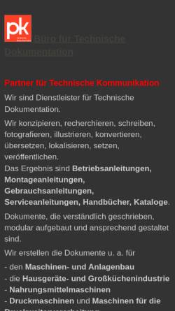 Vorschau der mobilen Webseite www.peterklein.biz, Büro für Technische Dokumentation Peter Klein