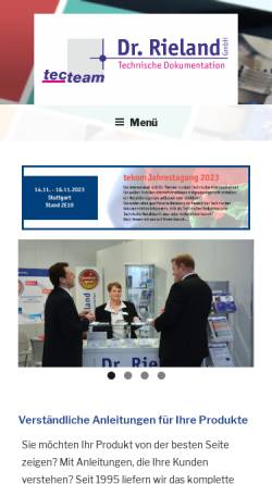 Vorschau der mobilen Webseite www.dr-rieland-td.de, Dr. Rieland Technische Dokumentation GmbH