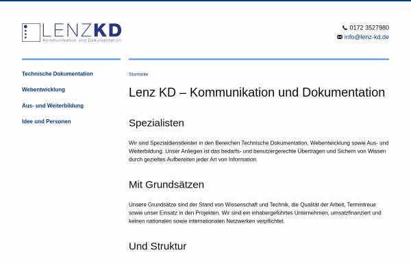 Vorschau von www.lenz-kd.de, Lenz KD - Kommunikation und Technische Dokumentation