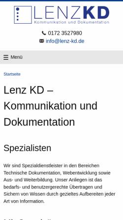 Vorschau der mobilen Webseite www.lenz-kd.de, Lenz KD - Kommunikation und Technische Dokumentation
