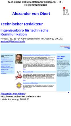 Vorschau der mobilen Webseite www.techwriter.de, Techwriter, Inh. Alexander von Obert