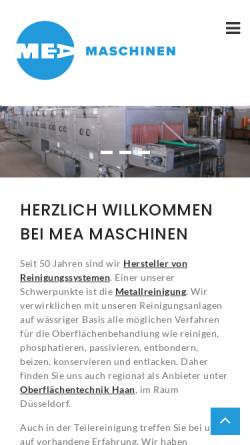Vorschau der mobilen Webseite www.mea-maschinen.de, MEA Maschinen GmbH