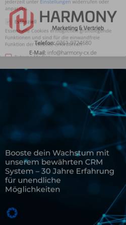 Vorschau der mobilen Webseite www.harmony.de, Cortex AG