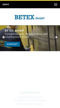 Vorschau der mobilen Webseite www.betex-gmbh.de, Betex GmbH