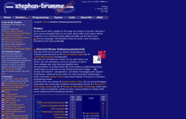 Vorschau von www.stephan-brumme.com, Studium der Softwaresystemtechnik