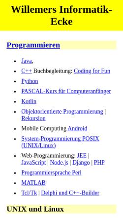 Vorschau der mobilen Webseite www.willemer.de, Willemer's Informatik-Ecke