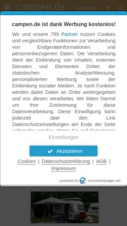 Vorschau der mobilen Webseite campen.de, Campen.de
