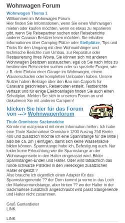 Vorschau der mobilen Webseite www.wohnwagenforum.de, Wohnwagen Forum