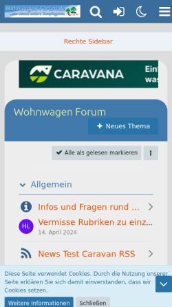 Vorschau der mobilen Webseite wohnwagen-forum.de, Wohnwagen-Forum.de