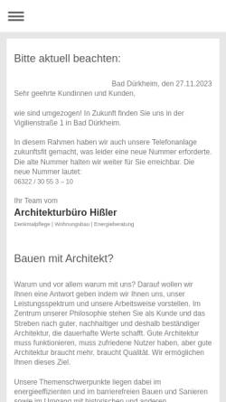 Vorschau der mobilen Webseite www.architekturbuero-hissler.de, Hißler, Gunther