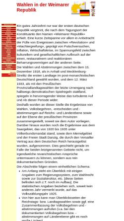 Vorschau der mobilen Webseite www.gonschior.de, Wahlen in der Weimarer Republik