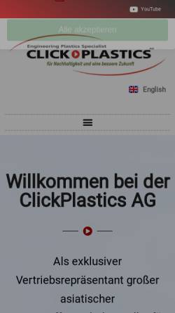 Vorschau der mobilen Webseite www.clickplastics.com, ClickPlastics AG
