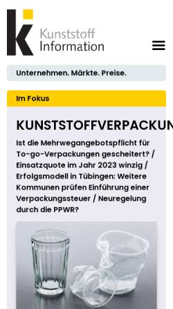 Vorschau der mobilen Webseite www.kiweb.de, KI Kunststoff Information