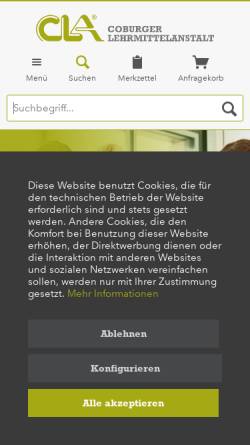 Vorschau der mobilen Webseite www.coburger-lehrmittelanstalt.de, CLA Coburger Lehrmittelanstalt