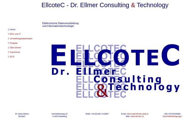 Vorschau von www.ellcotec.com, EllcoteC - Dr. Ellmer Consulting & Technology, Inh. Dipl.-Ing. Dr. Heinz Ellmer