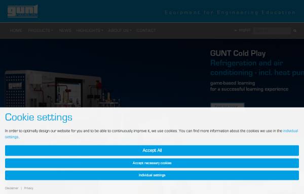 Vorschau von www.gunt.de, GUNT Gerätebau GmbH