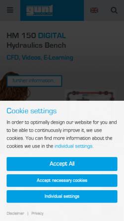 Vorschau der mobilen Webseite www.gunt.de, GUNT Gerätebau GmbH