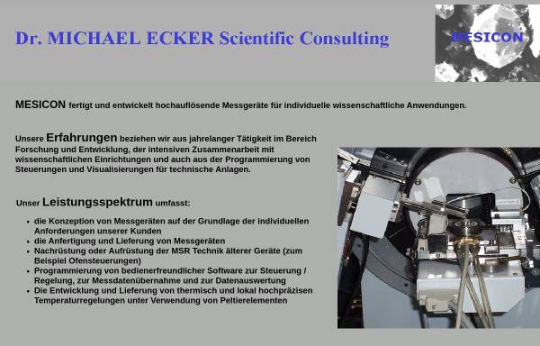 Vorschau von www.mesicon.de, Mesicon - Dr. Michael Eecker Scientific Consulting