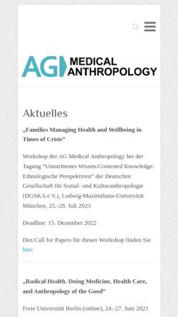 Vorschau der mobilen Webseite www.medicalanthropology.de, AG Medical Anthropology der Deutschen Gesellschaft für Völkerkunde e. V.