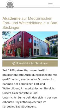 Vorschau der mobilen Webseite www.akademie-bad-saeckingen.de, Akademie zur Medizinischen Fort- und Weiterbildung Bad Säckingen