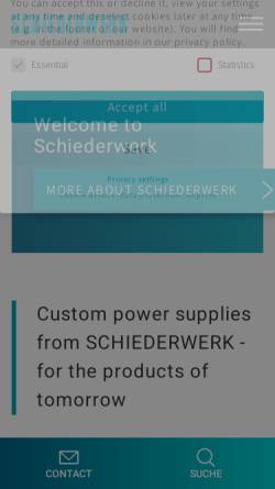 Vorschau der mobilen Webseite www.schiederwerk.de, Schiederwerk MBZ Telekommunikation & Stromversorgungen Gmbh & Co. KG