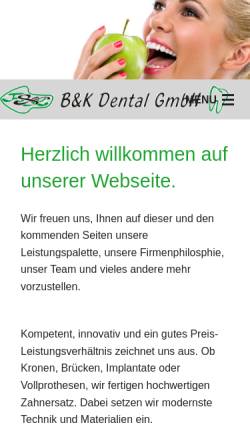 Vorschau der mobilen Webseite www.dentallabor-bk.de, B & K Dental GmbH