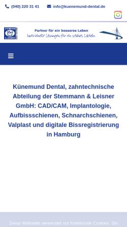 Vorschau der mobilen Webseite www.kuenemund-dental.de, Künemund Dental GmbH