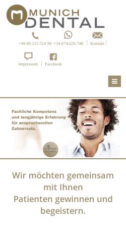 Vorschau der mobilen Webseite www.munichdental.de, Munich Dental - Metallkeramisches Meisterlabor