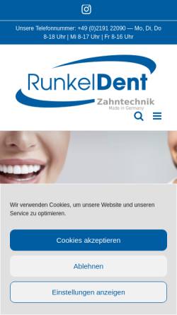 Vorschau der mobilen Webseite www.runkeldent.com, RunkelDent, Inh. Andreas Runkel