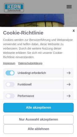 Vorschau der mobilen Webseite www.zahntechnik-kern.de, Zahntechnik-Kern KG