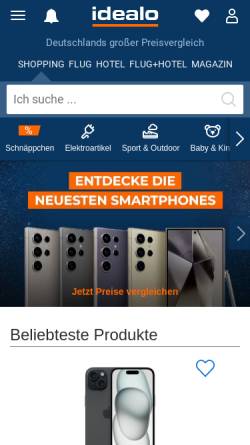 Vorschau der mobilen Webseite www.idealo.de, Idealo.de